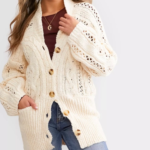 Free People Cable Cardigan Sweater - Picture 5 of 5